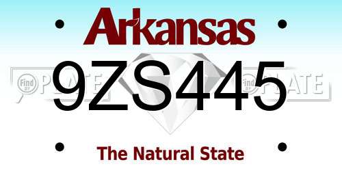 9ZS445 Arkansas License Plate