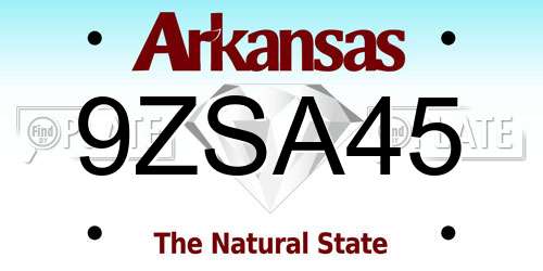 9ZSA45 Arkansas License Plate