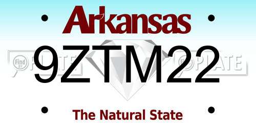 9ZTM22 Arkansas License Plate