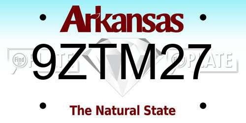 9ZTM27 Arkansas License Plate