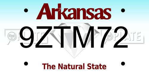 9ZTM72 Arkansas License Plate