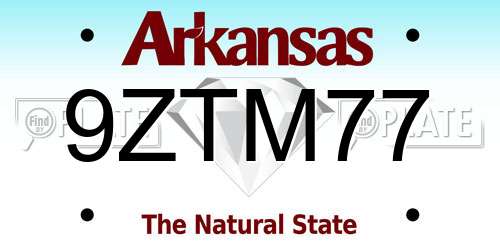 9ZTM77 Arkansas License Plate