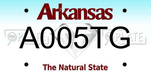 A005TG Arkansas License Plate
