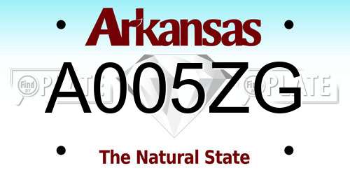 A005ZG Arkansas License Plate