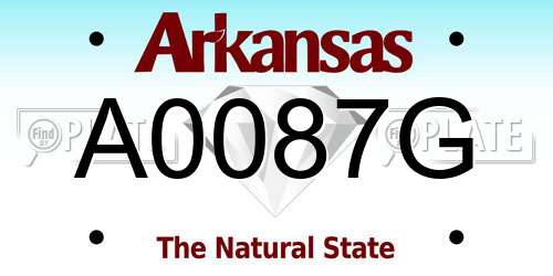 A0087G Arkansas License Plate