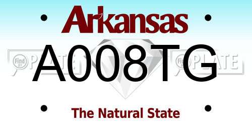 A008TG Arkansas License Plate