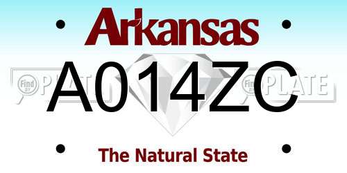A014ZC Arkansas License Plate