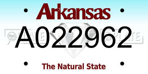 A022962 Arkansas License Plate
