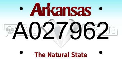 A027962 Arkansas License Plate