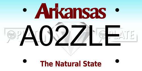A02ZLE Arkansas License Plate