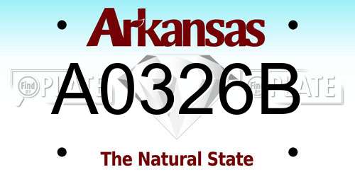 A0326B Arkansas License Plate