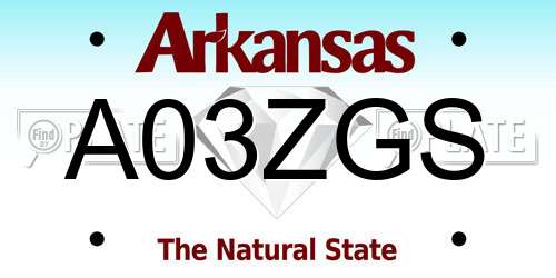 A03ZGS Arkansas License Plate