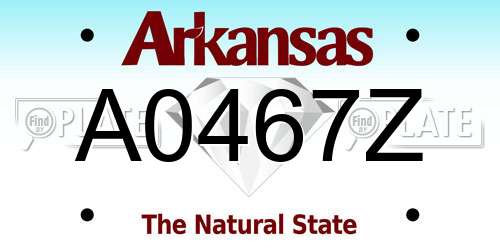 A0467Z Arkansas License Plate