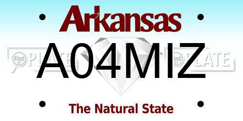 A04MIZ Arkansas License Plate