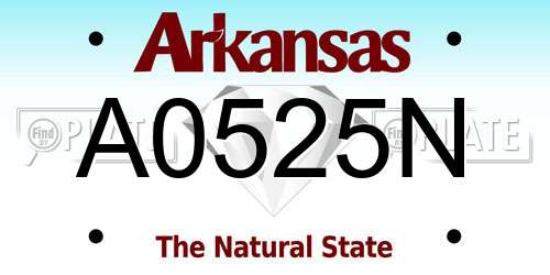 A0525N Arkansas License Plate