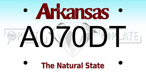 A070DT Arkansas License Plate
