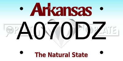 A070DZ Arkansas License Plate
