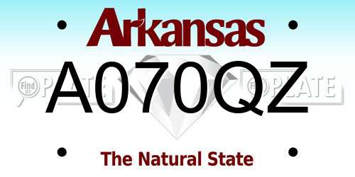 A070QZ Arkansas License Plate