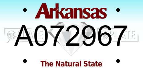 A072967 Arkansas License Plate