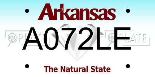 A072LE Arkansas License Plate