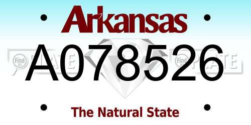 A078526 Arkansas License Plate