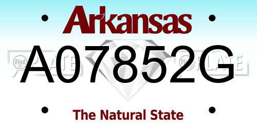 A07852G Arkansas License Plate