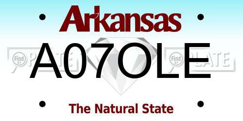 A07OLE Arkansas License Plate