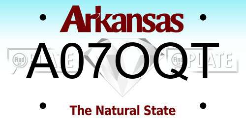 A07OQT Arkansas License Plate