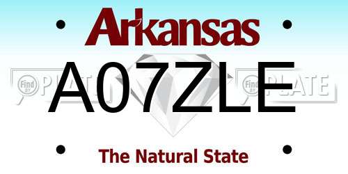 A07ZLE Arkansas License Plate
