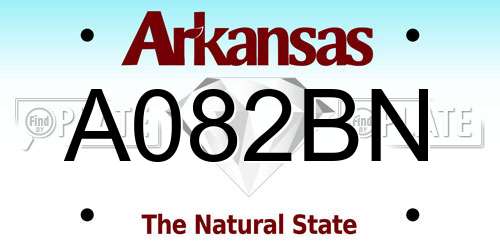 A082BN Arkansas License Plate