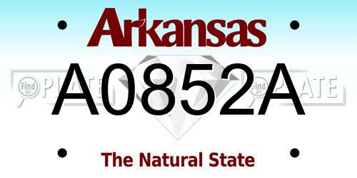 A0852A Arkansas License Plate