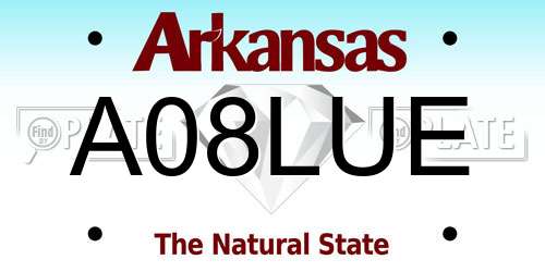 A08LUE Arkansas License Plate