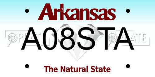 A08STA Arkansas License Plate