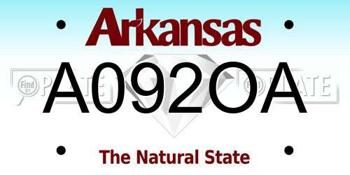 A092OA Arkansas License Plate