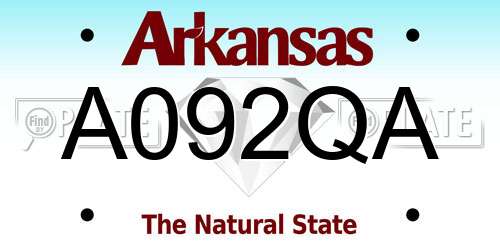 A092QA Arkansas License Plate