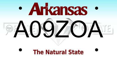 A09ZOA Arkansas License Plate