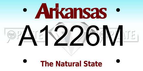 A1226M Arkansas License Plate
