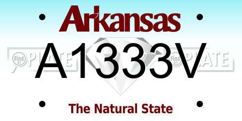 A1333V Arkansas License Plate