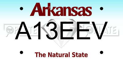 A13EEV Arkansas License Plate