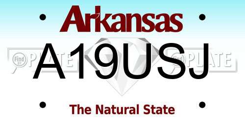 A19USJ Arkansas License Plate
