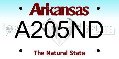 A205ND Arkansas License Plate