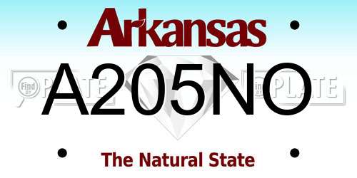 A205NO Arkansas License Plate