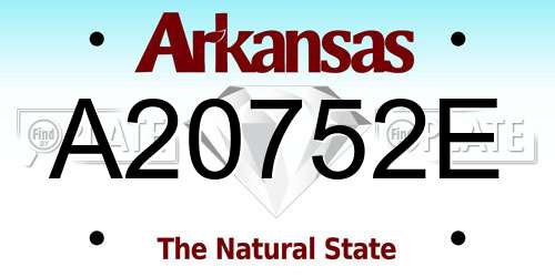 A20752E Arkansas License Plate