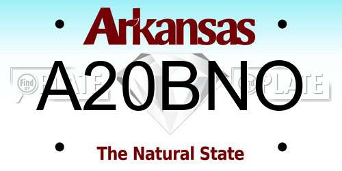 A20BNO Arkansas License Plate