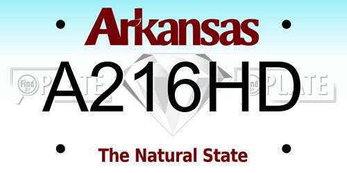 A216HD Arkansas License Plate