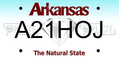 A21HOJ Arkansas License Plate