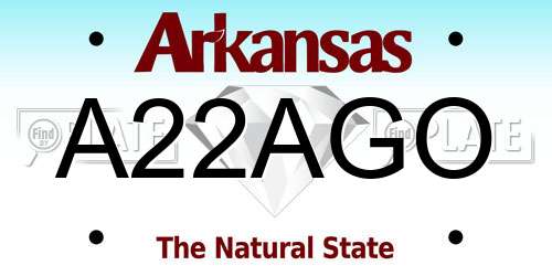 A22AGO Arkansas License Plate
