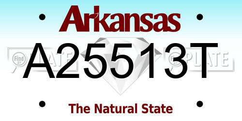 A25513T Arkansas License Plate