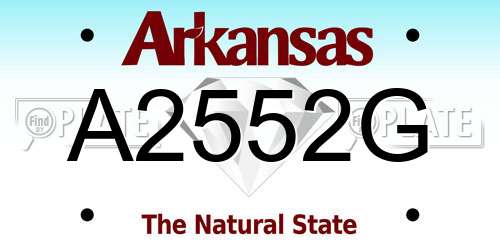 A2552G Arkansas License Plate