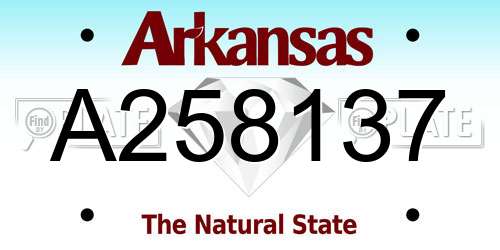 A258137 Arkansas License Plate